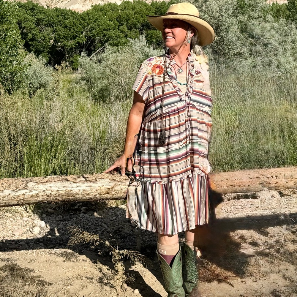Double D Ranch Embroidered  Lace ‘Santa Rita’ Serape Dress.